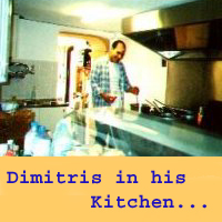 Dimitris in the ouzeri kitchen, from the original photograph archive.